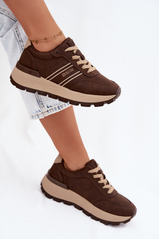 Sneakers per donne con plateau Big Star UU274040 in colore cioccolato