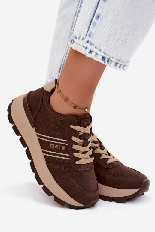 Sneakers per donne con plateau Big Star UU274040 in colore cioccolato
