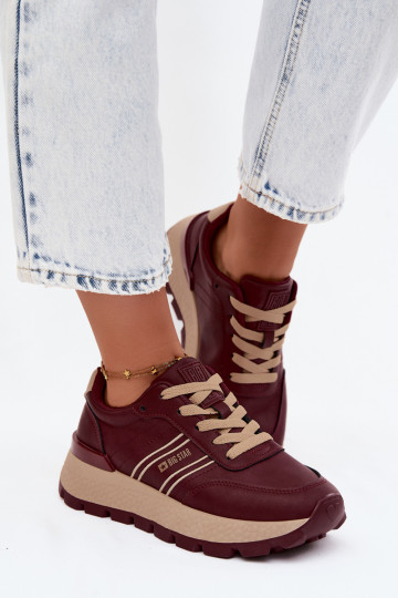 Sneakers da donna bordeaux con piattaforma Big Star UU274041