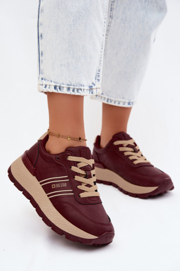 Sneakers da donna bordeaux con piattaforma Big Star UU274041 2
