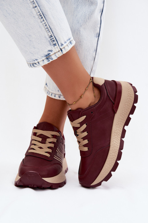 Sneakers da donna bordeaux con piattaforma Big Star UU274041