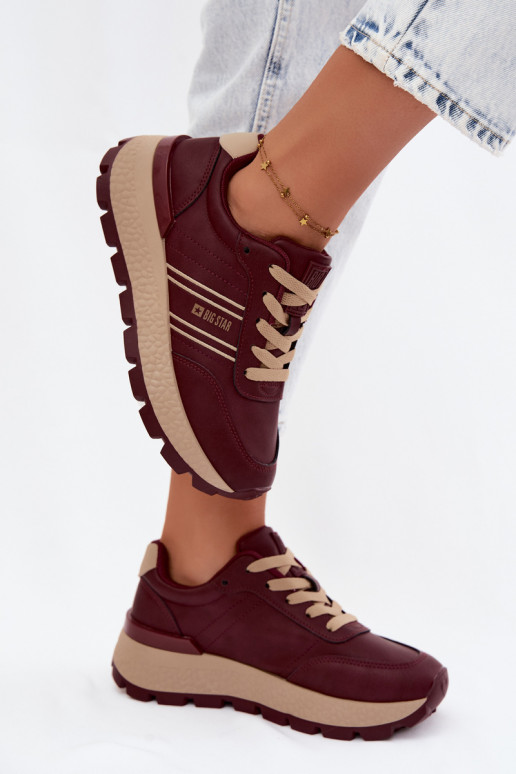 Sneakers da donna bordeaux con piattaforma Big Star UU274041