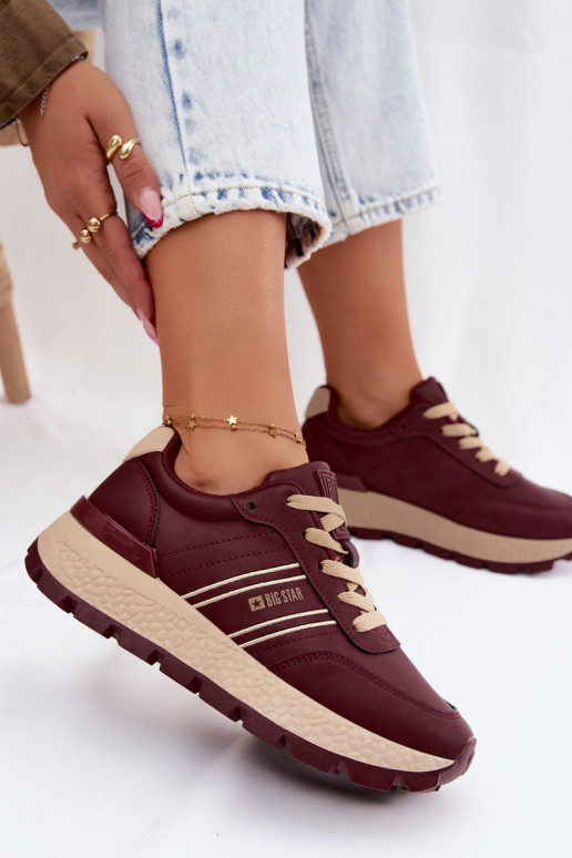 Sneakers da donna bordeaux con piattaforma Big Star UU274041
