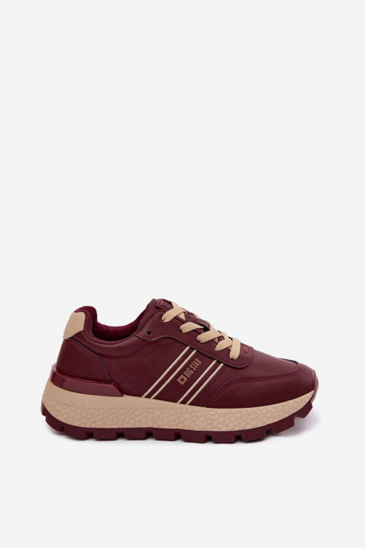 Sneakers da donna bordeaux con piattaforma Big Star UU274041