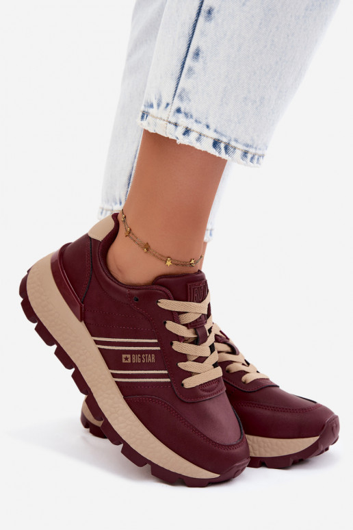 Sneakers da donna bordeaux con piattaforma Big Star UU274041