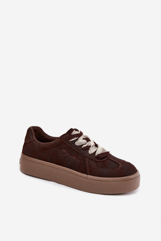 Sneakers da donna con piattaforma e lacci decorativi Big Star UU274004