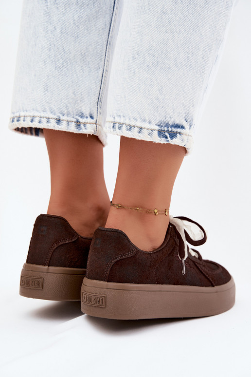Sneakers da donna con piattaforma e lacci decorativi Big Star UU274004