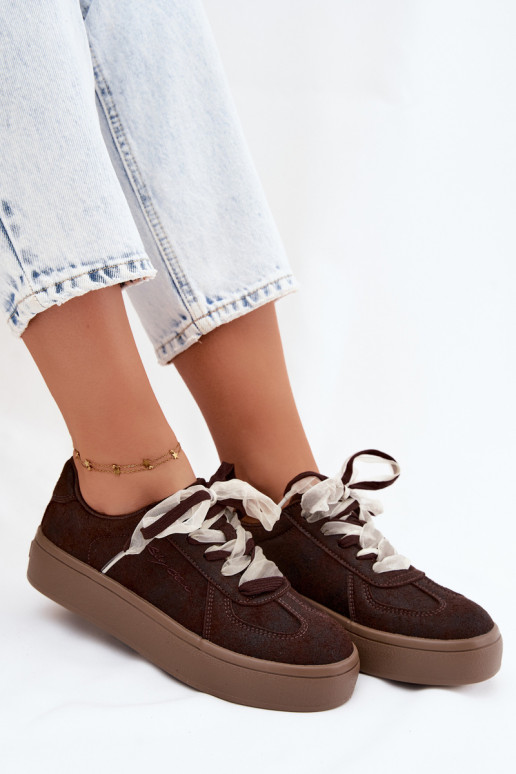 Sneakers da donna con piattaforma e lacci decorativi Big Star UU274004