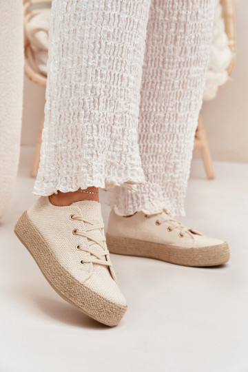 Scarpe casual beige con piattaforma Princa 2
