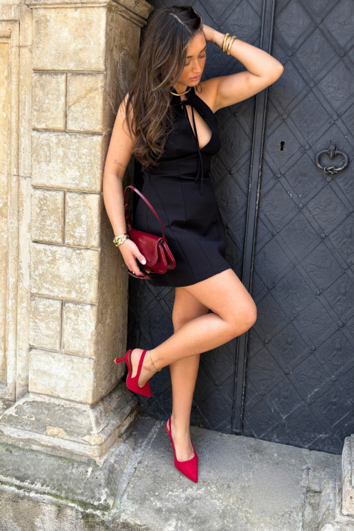 Sandali da donna con tacco sottile in suede rosso Saria