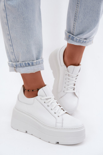 Sneakers da donna con piattaforma di colore bianco Zazoo N1000S3 2