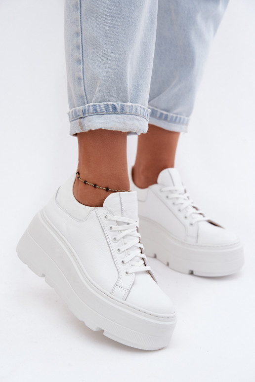 Sneakers da donna con piattaforma di colore bianco Zazoo N1000S3