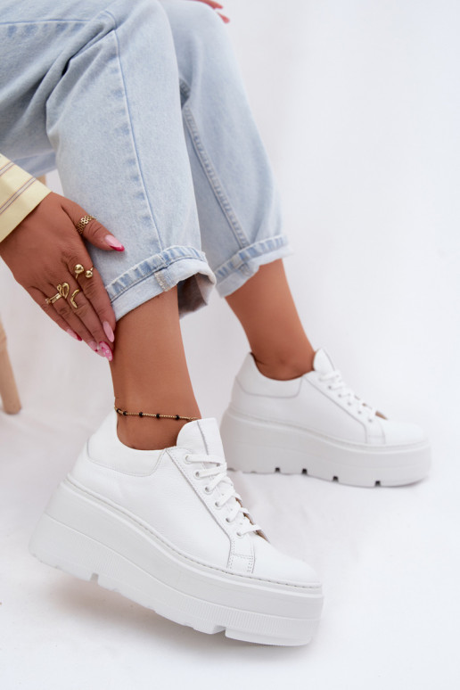 Sneakers da donna con piattaforma di colore bianco Zazoo N1000S3