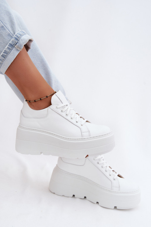 Sneakers da donna con piattaforma di colore bianco Zazoo N1000S3