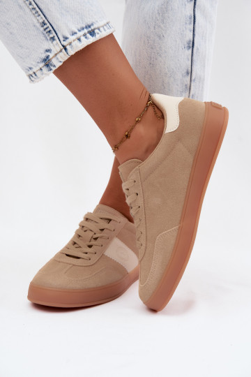 Sneakers per donne in ecopelle scamosciata Big Star UU274009 in colore sabbia 2