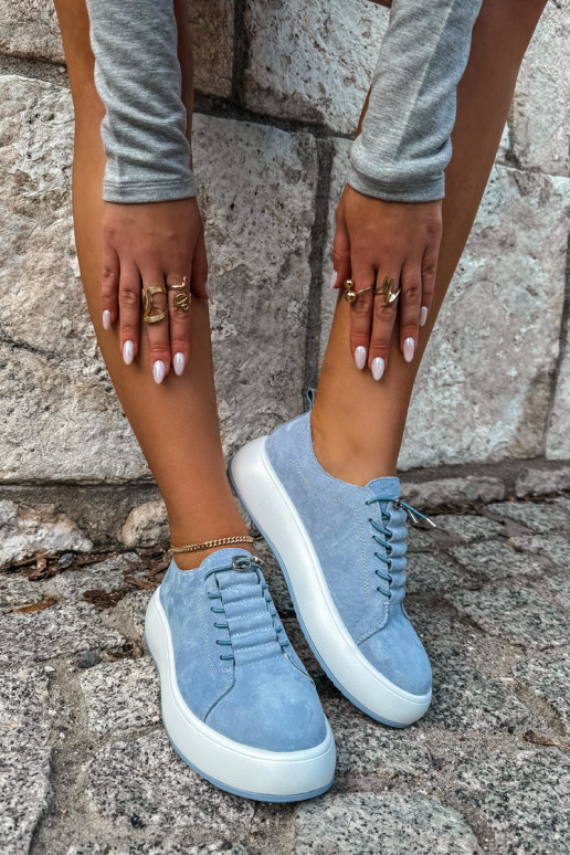 Sneakers blu con piattaforma in suede sintetico Blushy