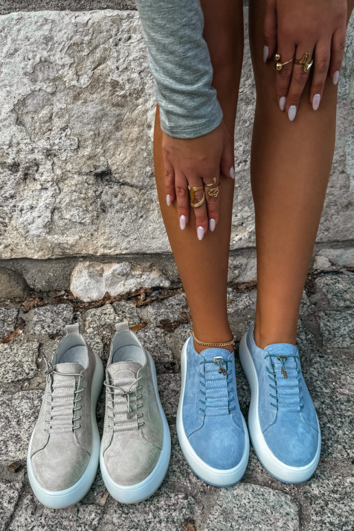 Sneakers blu con piattaforma in suede sintetico Blushy