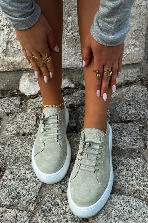 Sneakers sabbia con piattaforma in suede sintetico Blushy