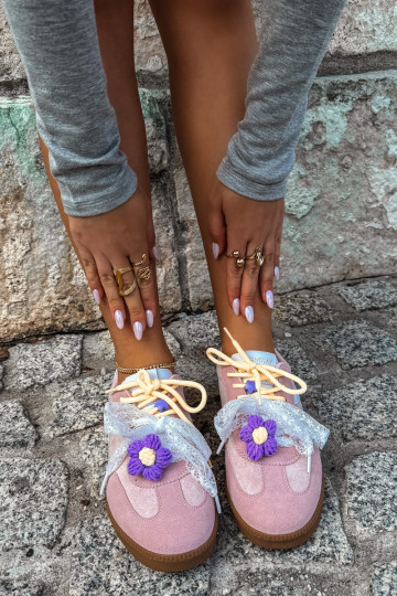 Sneakers da donna con fiori eleganti e fiocco in rosa Coastelle 2