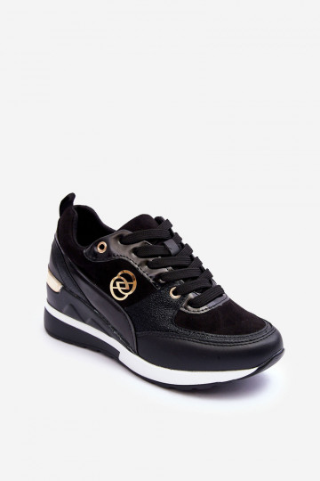 Scarpe sportive nere da donna con lacci e piattaforma Genova