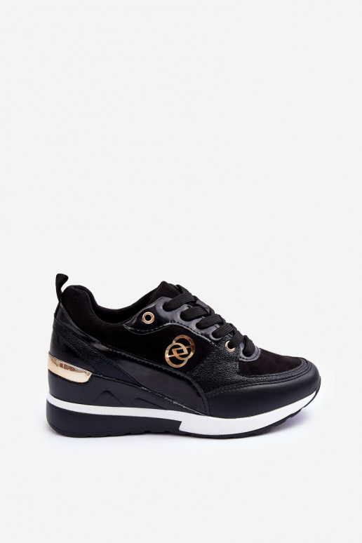 Scarpe sportive nere da donna con lacci e piattaforma Genova