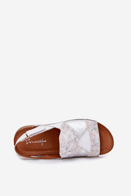 Sandali bianchi da donna con piattaforma Braid Tai turiciejka L7067-11