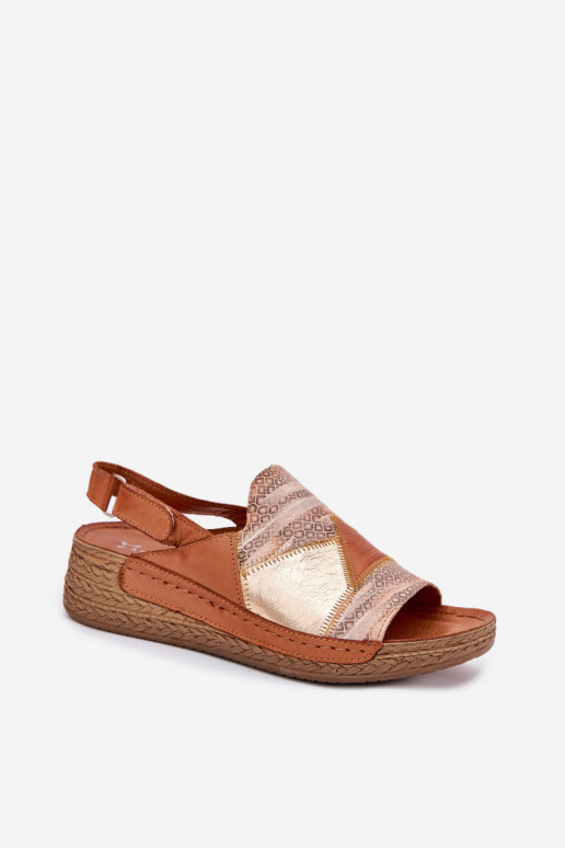 Sandali marroni da donna con piattaforma Braid Tai turiciejka L7067-29
