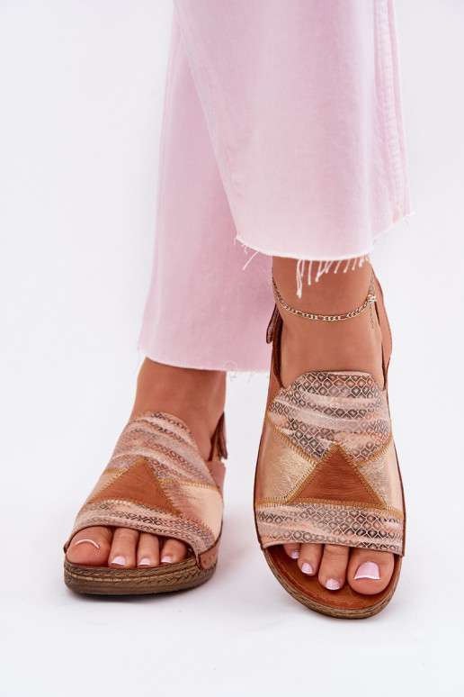 Sandali marroni da donna con piattaforma Braid Tai turiciejka L7067-29