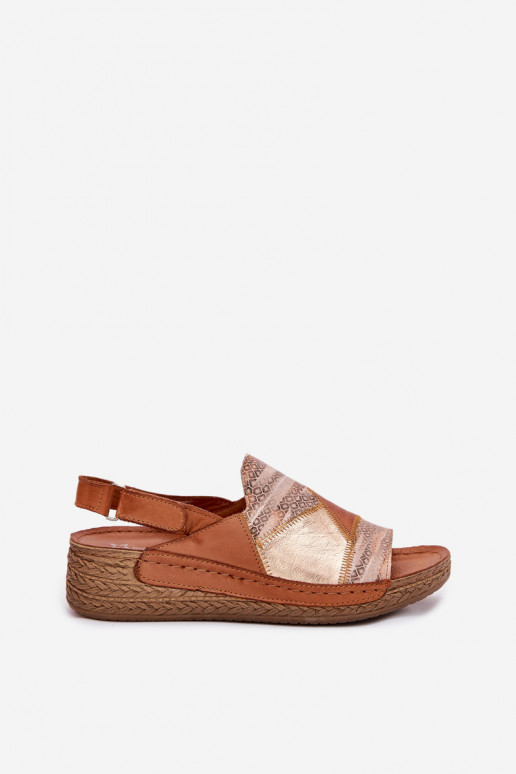 Sandali marroni da donna con piattaforma Braid Tai turiciejka L7067-29