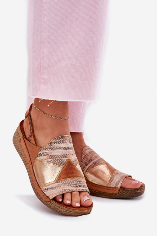 Sandali marroni da donna con piattaforma Braid Tai turiciejka L7067-29
