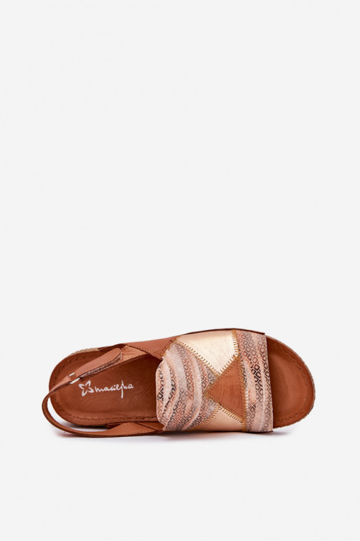 Sandali marroni da donna con piattaforma Braid Tai turiciejka L7067-29