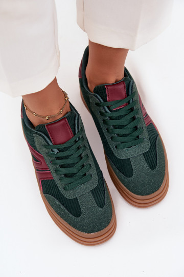 Scarpe sportive verdi in velluto con piattaforma Skye