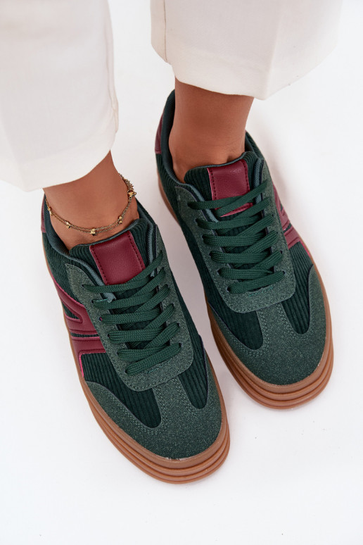 Scarpe sportive verdi in velluto con piattaforma Skye