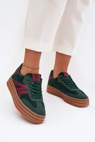 Scarpe sportive verdi in velluto con piattaforma Skye 2