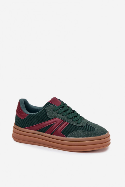 Scarpe sportive verdi in velluto con piattaforma Skye