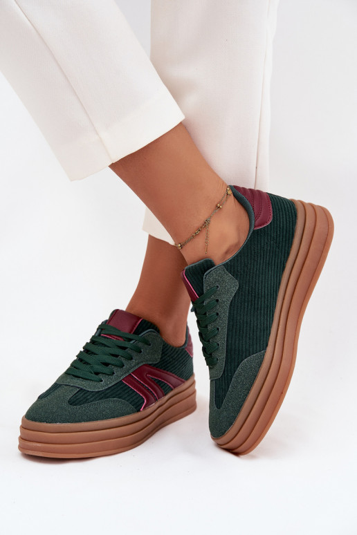 Scarpe sportive verdi in velluto con piattaforma Skye