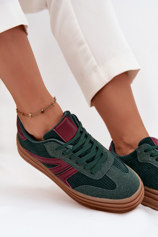 Scarpe sportive verdi in velluto con piattaforma Skye