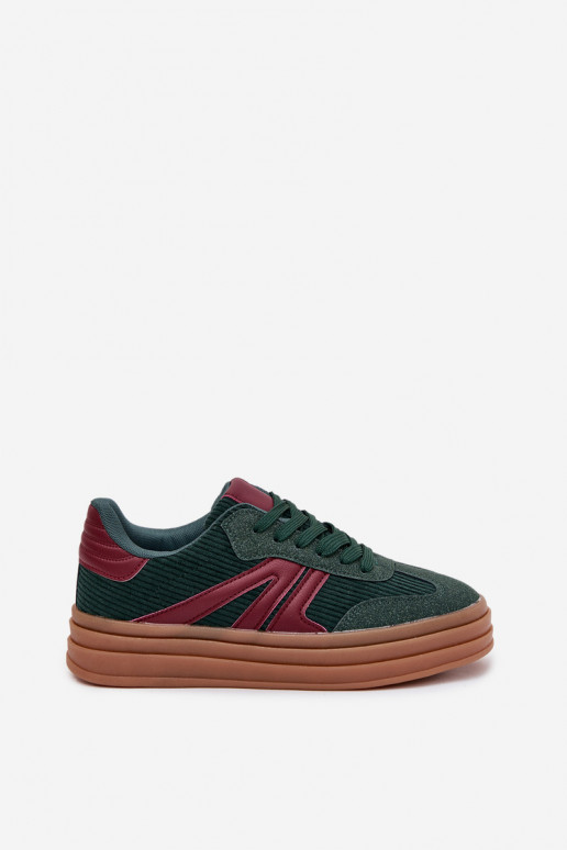 Scarpe sportive verdi in velluto con piattaforma Skye