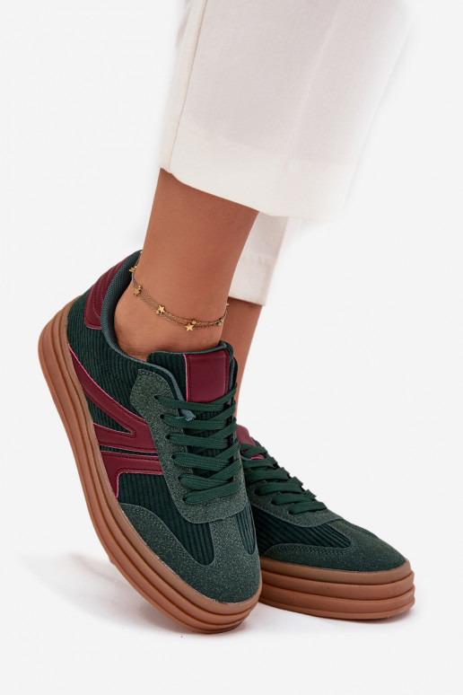 Scarpe sportive verdi in velluto con piattaforma Skye