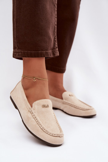 Mocassini beige da donna con dettagli dorati Sarivelle