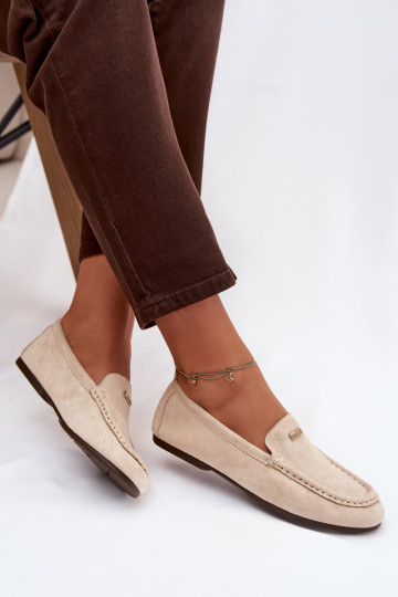 Mocassini beige da donna con dettagli dorati Sarivelle 2