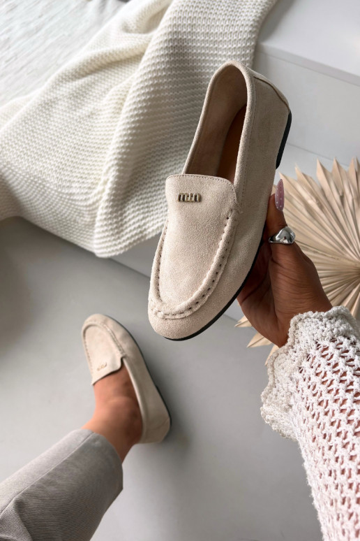 Mocassini beige da donna con dettagli dorati Sarivelle