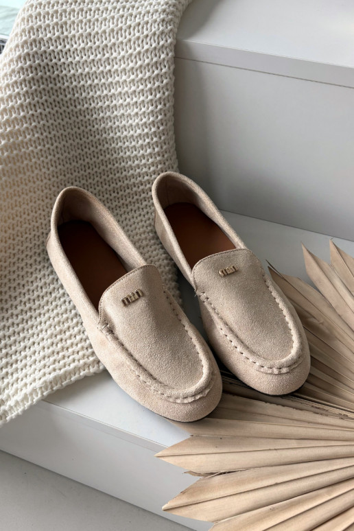 Mocassini beige da donna con dettagli dorati Sarivelle