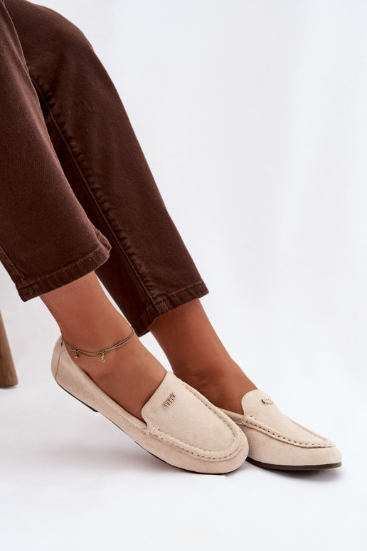 Mocassini beige da donna con dettagli dorati Sarivelle