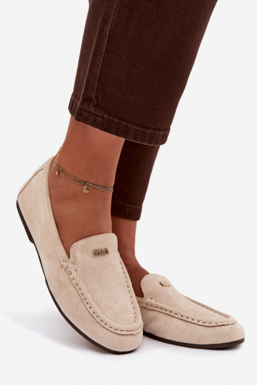 Mocassini beige da donna con dettagli dorati Sarivelle