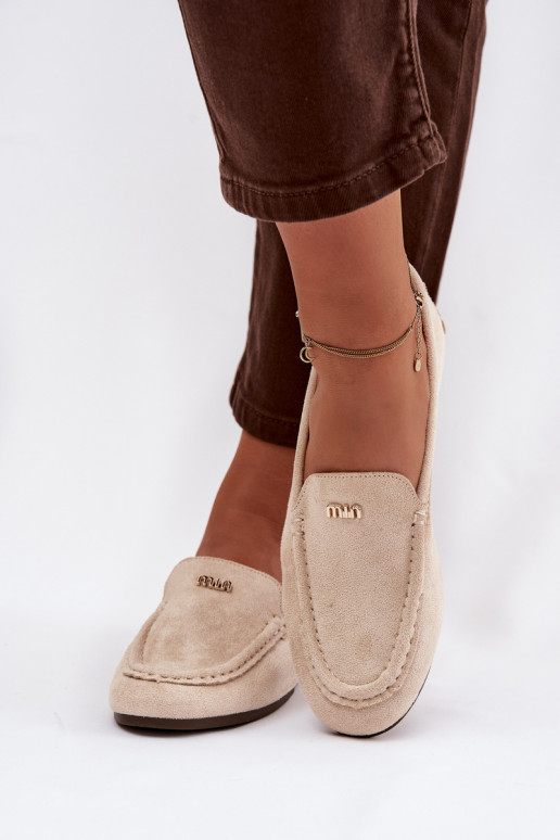 Mocassini beige da donna con dettagli dorati Sarivelle