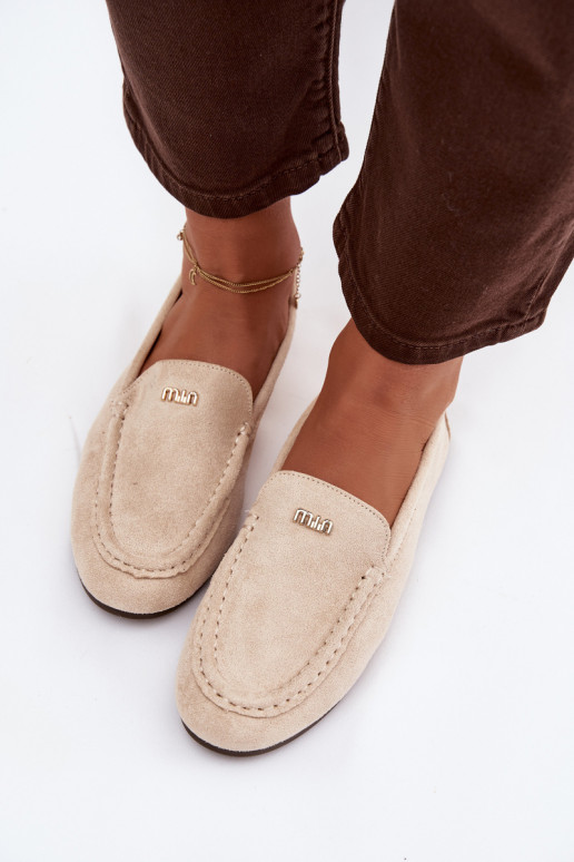 Mocassini beige da donna con dettagli dorati Sarivelle