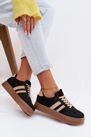 Scarpe sportive nere con piattaforma Giselia