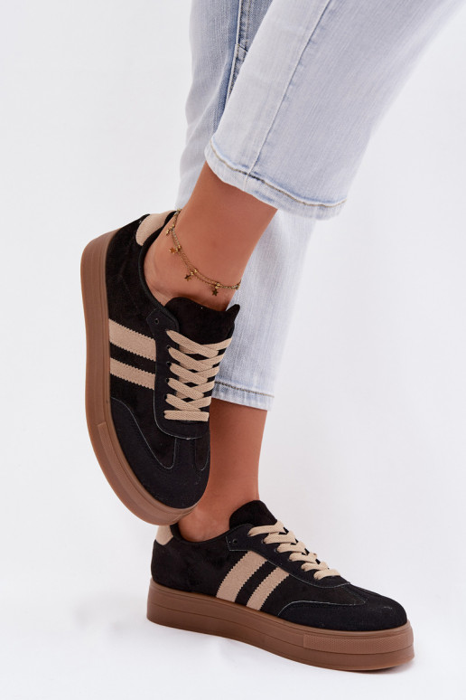 Scarpe sportive nere con piattaforma Giselia