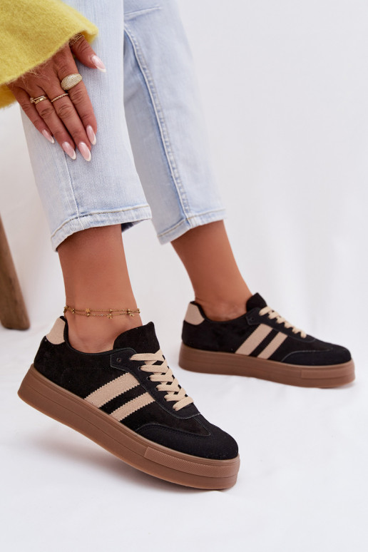 Scarpe sportive nere con piattaforma Giselia